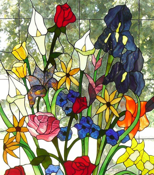 Vinery Glass stained glass flower window