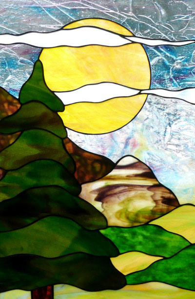 Vinery Glass stained glass landscape scene