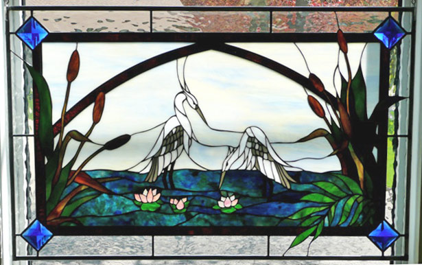 Vinery Glass stained glass cranes